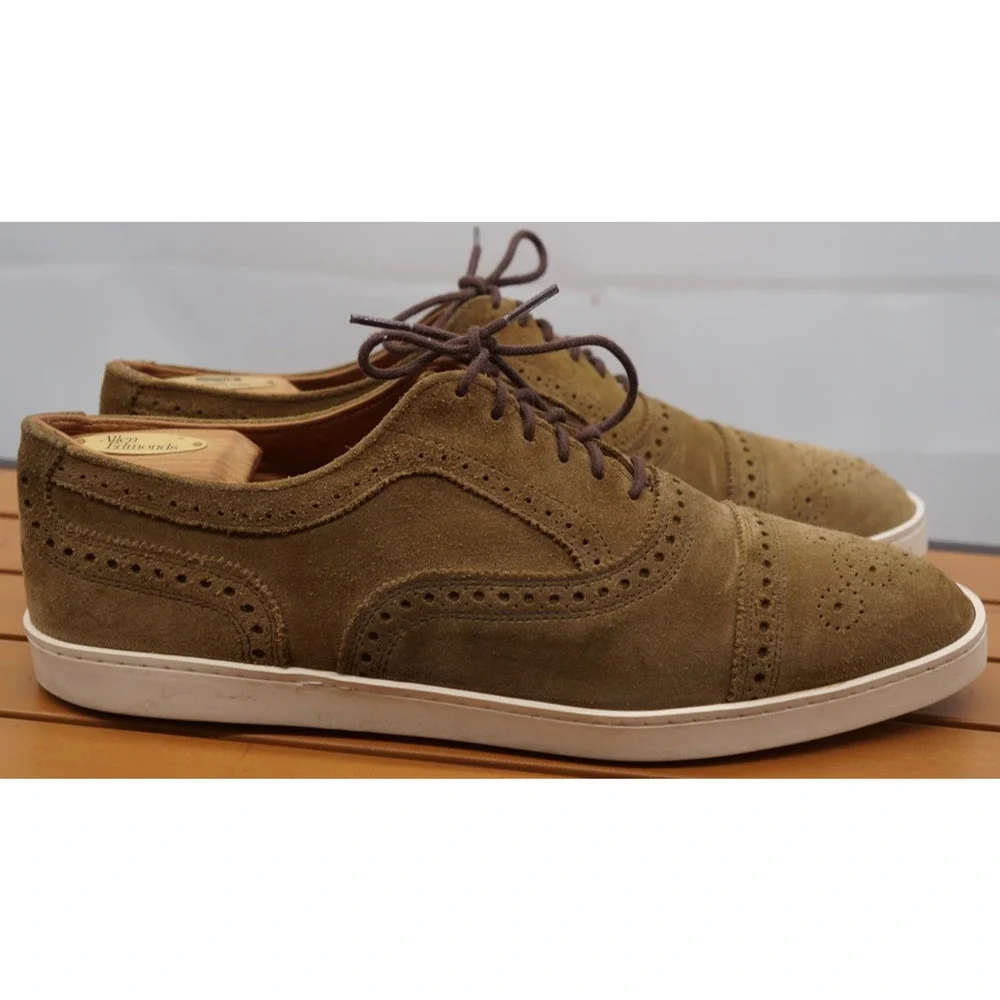 Allen Edmonds Strand $300 Men's Cap Toe Sneakers Shoes Size 10 D Suede Brown
